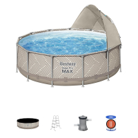 Бассейн каркасный Bestway Steel Pro Max 561FY 396x107см, 11133 л, фильтр-насос 2006 л\ч, лестница, тент, навес